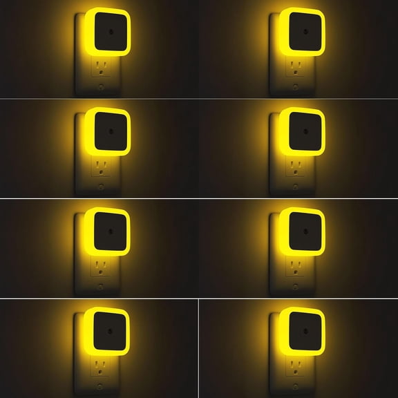JJEAN-Night Light, Night Lights Plug into Wall 8-Pack, Nightlight Plug in Night Light, Dusk to Dawn Night Lamp Led (Amber)