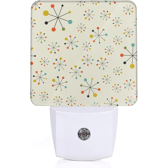 JJEAN-Night Light,Retro Mid Century Fifties Modern Atomic Night Lights Plug into Wall for Boys Girls Gifts for Stairway Hallway Bedroom 0.5W Nightlight