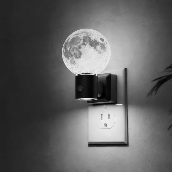 JJEAN-Night Lights Plug Into Wall, Plug in Night Light with Light Sensor, 0-100LM Brightness Adjustable, 3D Printing LED Moon Light for Bedroom Birthday Gifts