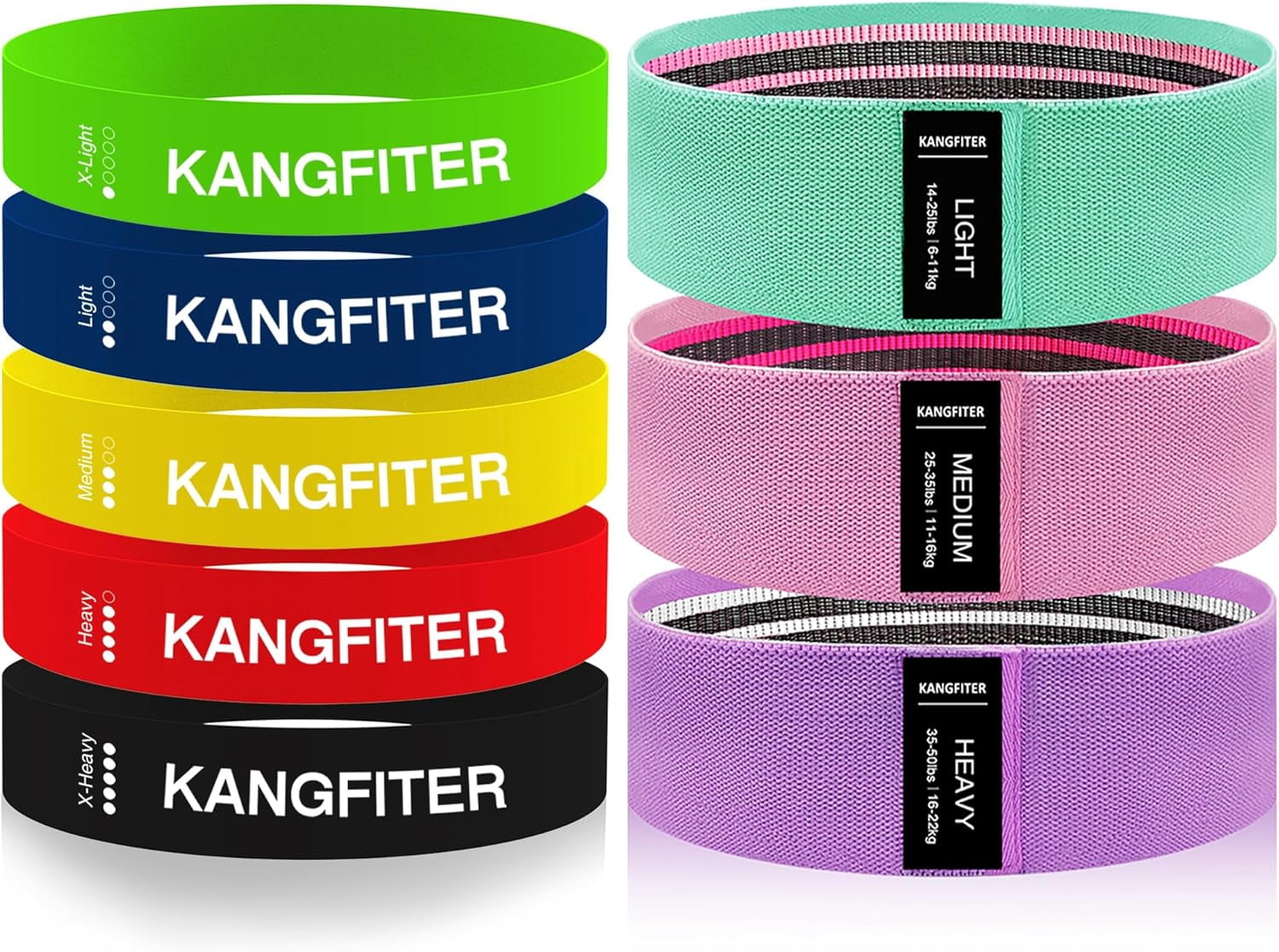 JJEAN-Non-Slip Fabric Resistance Bands for Working Out, Loop Exercise Bands for Booty Leg, Butt, Glute, Stretch Workout Bands for Women & Men, Hip Elastic Bands for Home Gym Fitness, Yoga, Pilates