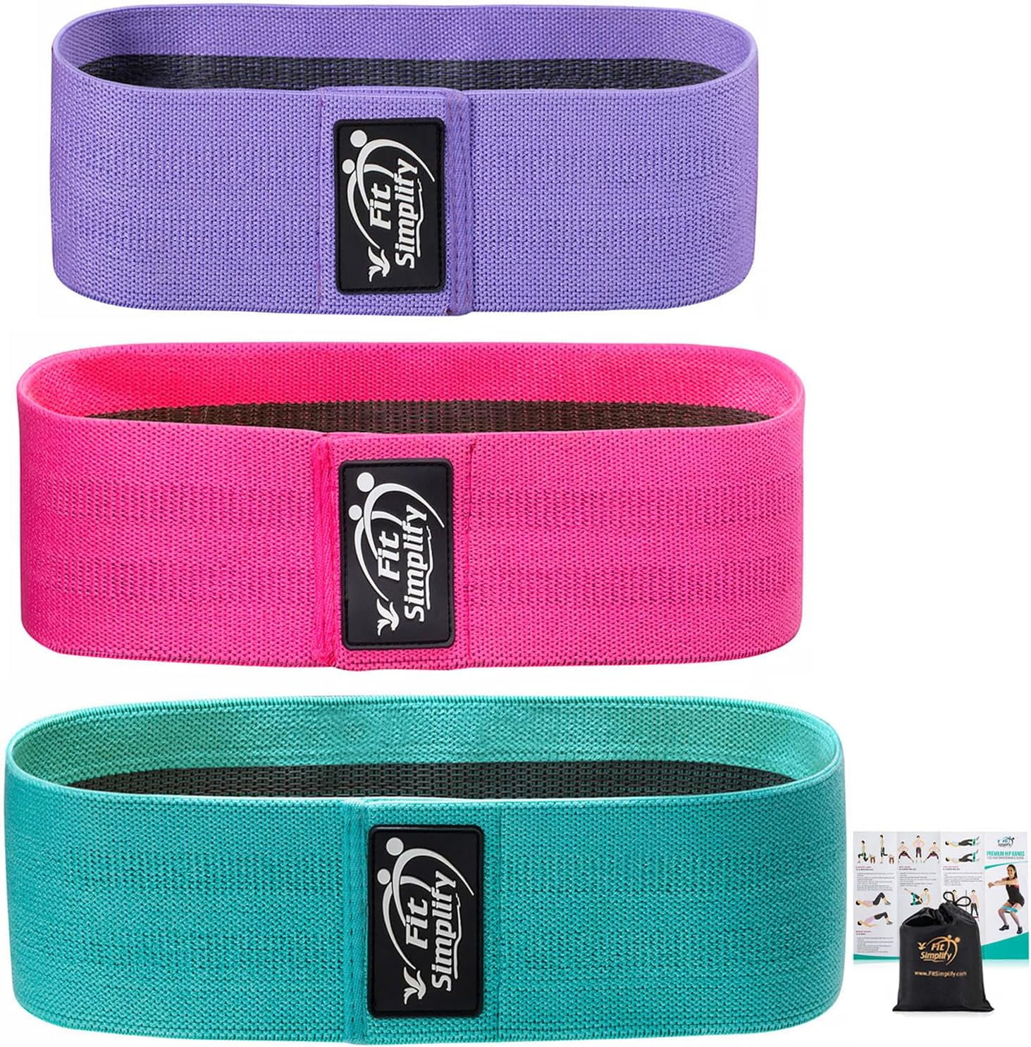 JJEAN-Non Slip Fabric Resistance Hip Bands, Set of 3
