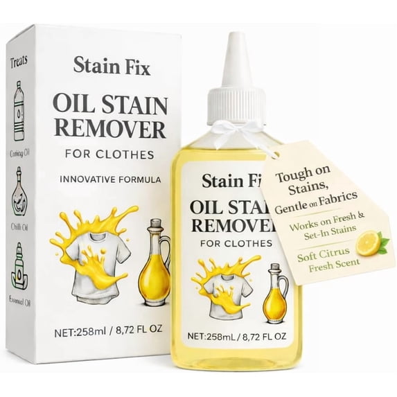 JJEAN-Oil Stain Remover for Clothes (8.72oz) - Fabric Stain Remover For Cooking, Engine, Dried Oil And Grease Stains - Safe for All Fabric Types