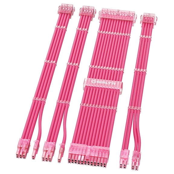 JJEAN-PSU Cables,PC Cable Extension Mod,Customized Easy Management Power Supply Cable - 1x24Pin ATX / 1x8 (4+4) Pin EPS/Longer 2x8 (6+2) Gold-Plated Pin GPU,Pink 4 Kits