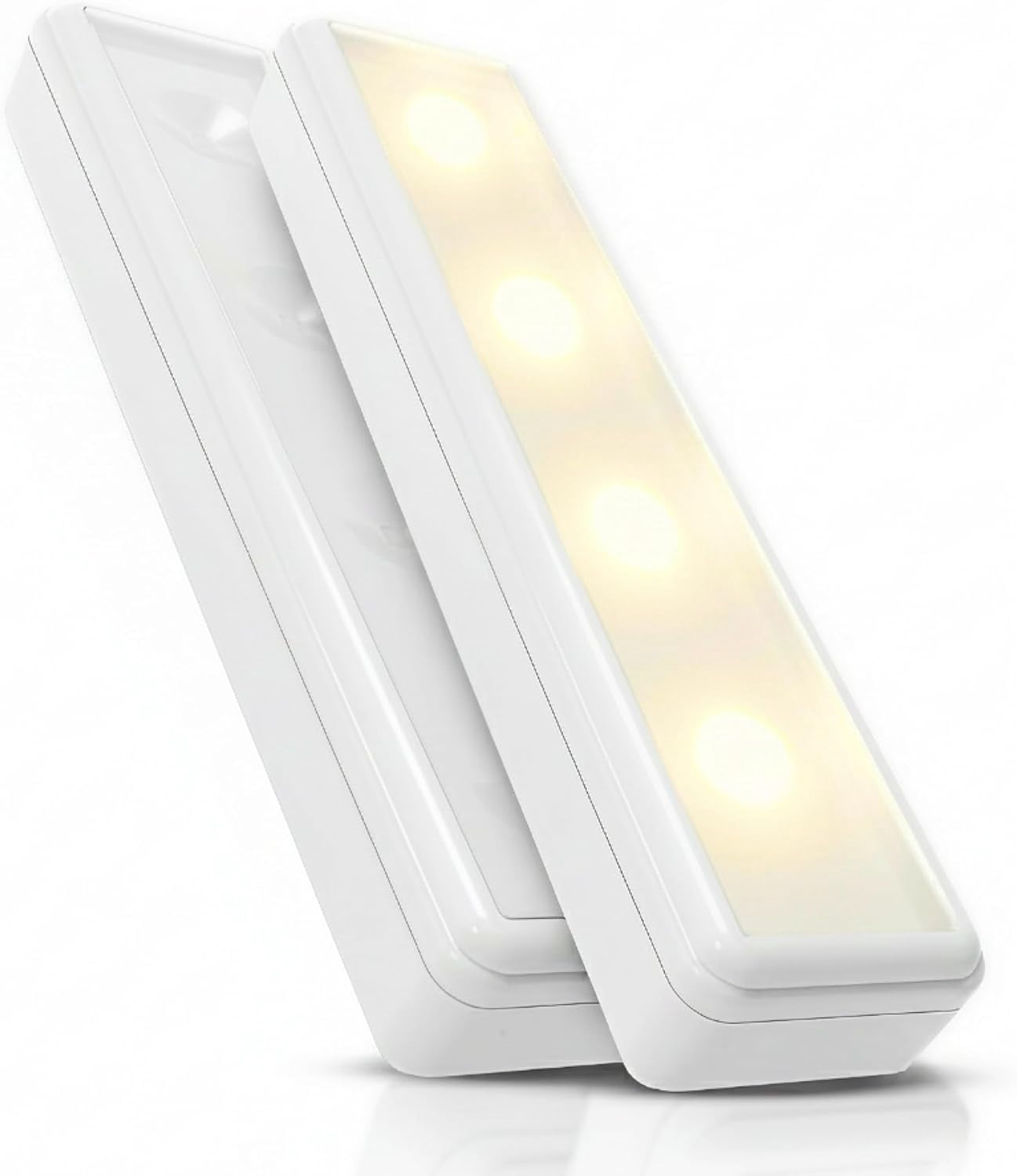 JJEAN-Pack of 2 Wireless LED Stick on Lights Battery Operated Under Cabinet Lighting - 8.5 Inches Long - 65 Lumens Push Light for Kitchen, Closet, and Countertops