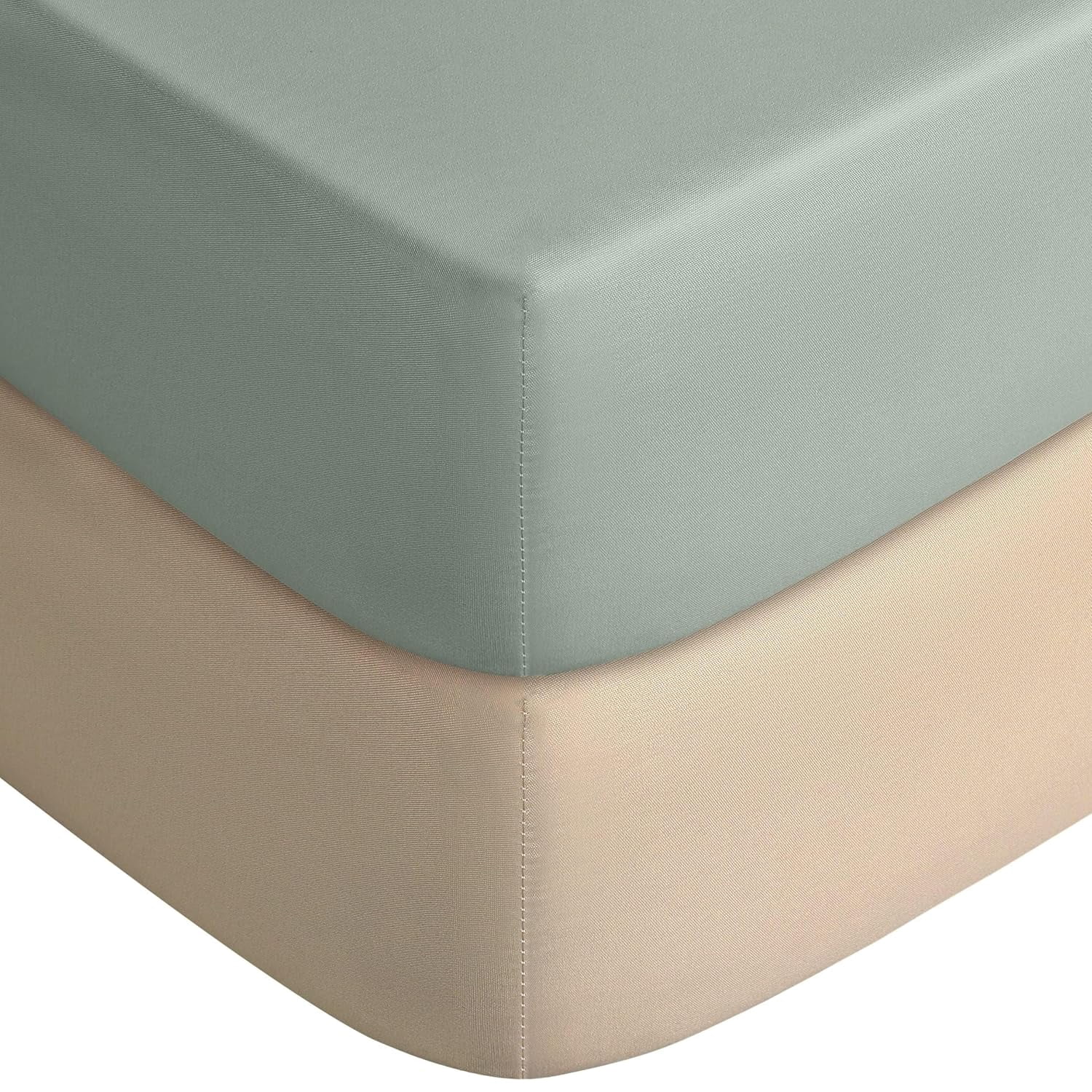 JJEAN-Pack and Play Sheets Fitted, Mini Crib Sheets 2-Pack for Pack N Play Mattress, Stretchy Playard Sheet, Soft and Breathable (Apricot-Green)