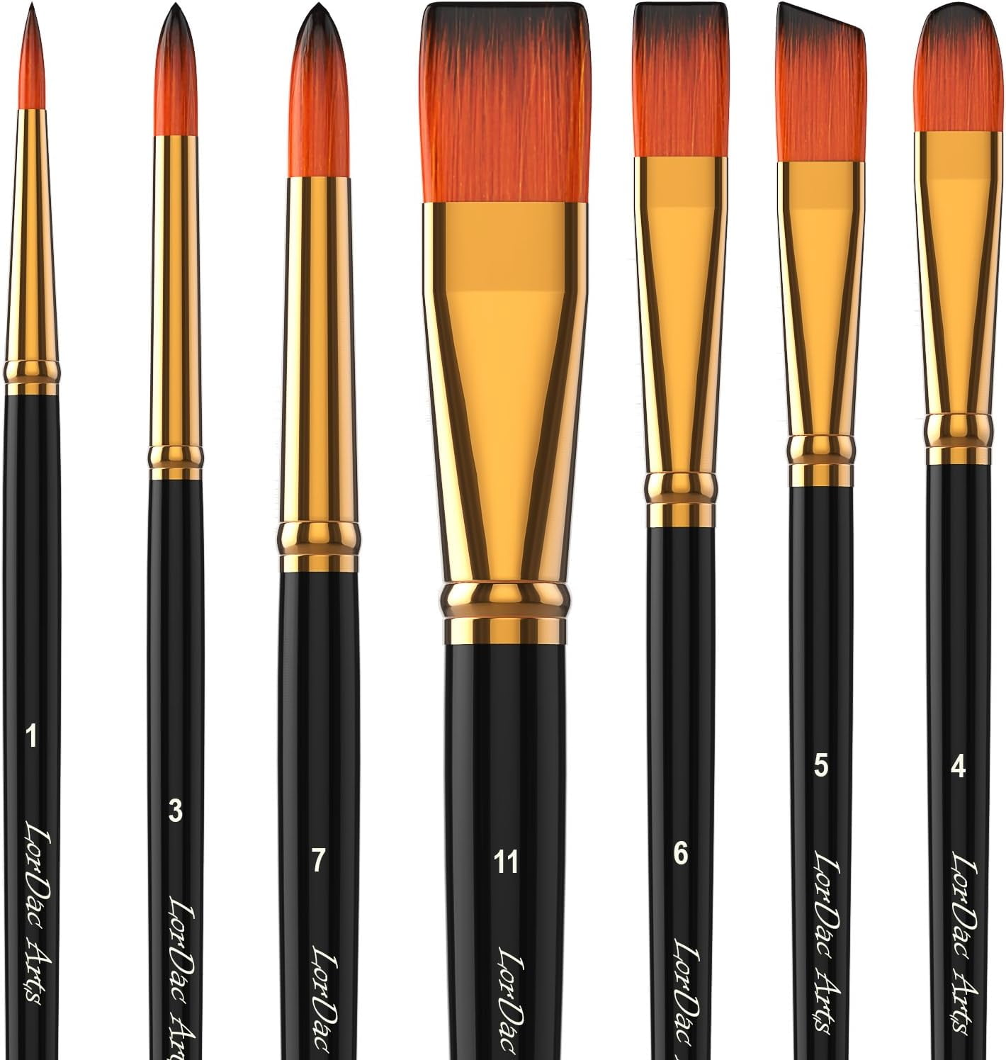 JJEAN-Paint Brush Set, 7 Artist Brushes for Painting with Acrylic, Gouache, Oil and Watercolor. Professional Art Quality on Canvas, Wood, Face and Models. Includes Carrying Case Travel Kit