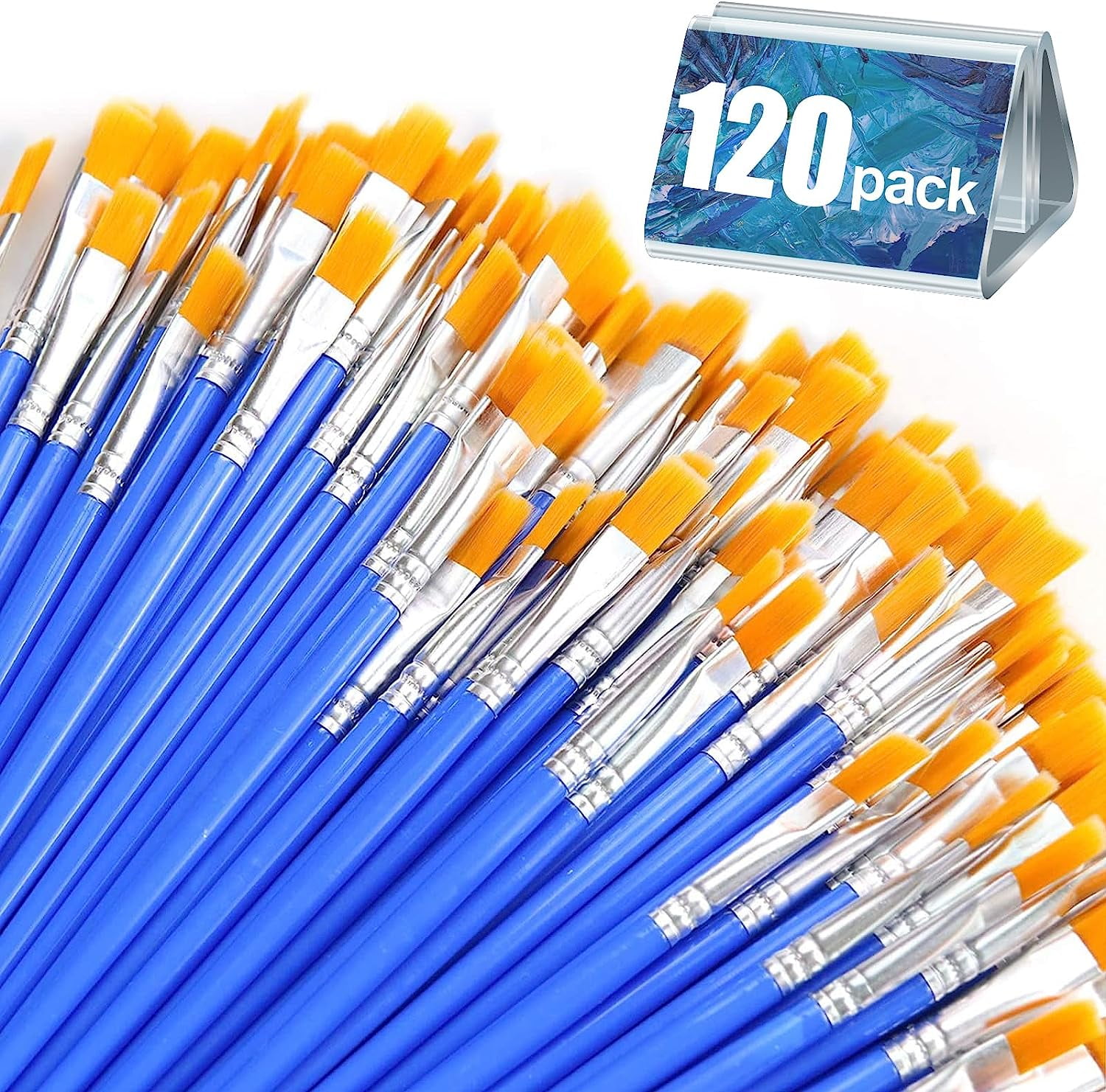 JJEAN-Paint Brushes Set,120 pcs Nylon Hair Brushes for Acrylic Oil Watercolor Artist Professional Painting Kits