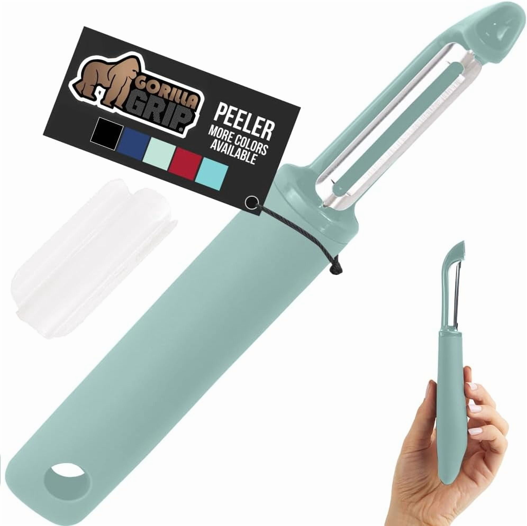 JJEAN-® Patented BPA-Free Vegetable Peeler, Extra Sharp Swivel Stainless Steel Blades with Guard, Comfortable Soft Handle, Easily Peel Carrots or Fruit, Potato Eye Remover, Dishwasher Safe, Mint