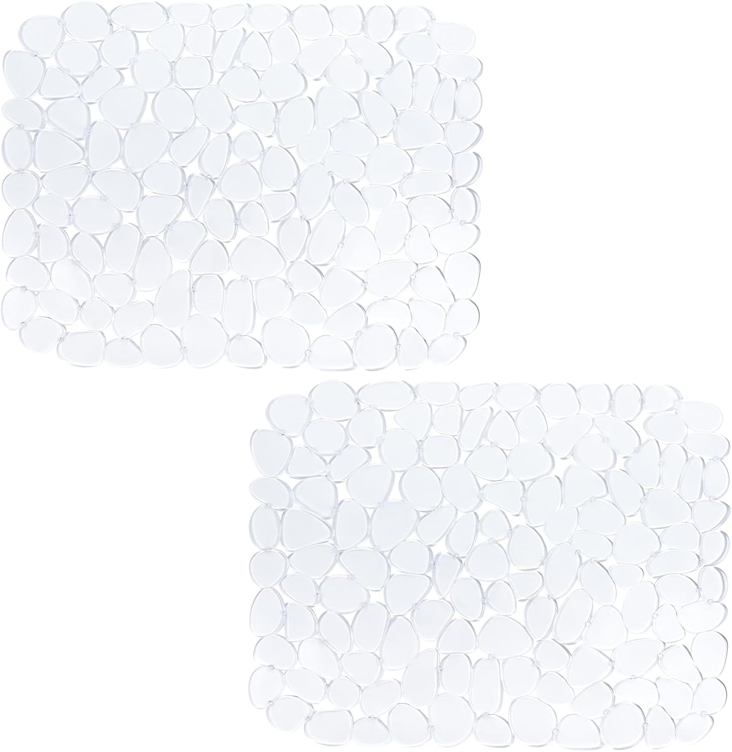 JJEAN-Pebble Sink Mat for Stainless Steel/Ceramic Sinks, PVC Eco-friendly Sink Protectors for Bottom of Kitchen Sink, Dishes and Glassware, Fast Draining, 15.7 x 11.8 inch (2 PACK, Clear)