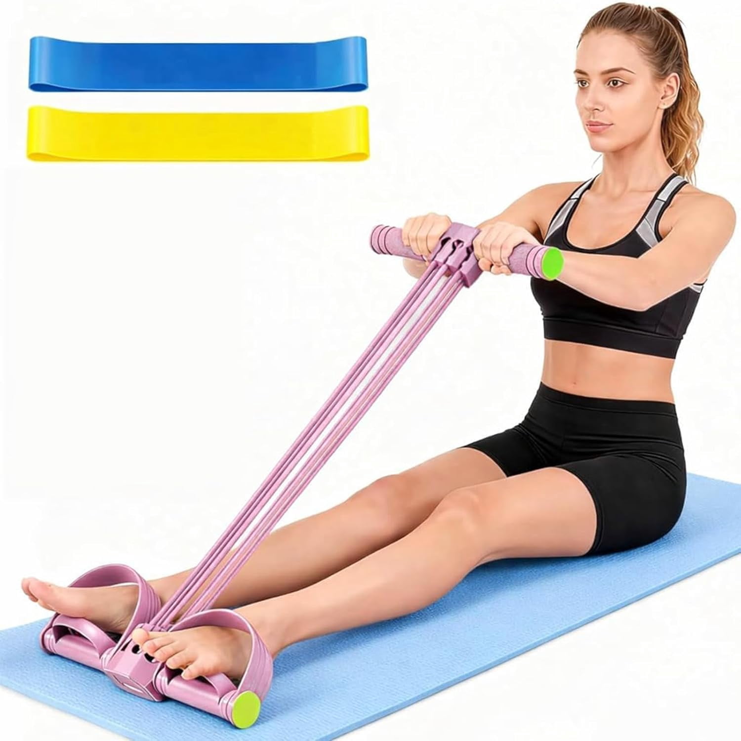 JJEAN-Pedal Resistance Band with Handle,Upgrade 6-Tube Detachable Yoga Bands,Multi-Functional Resistance Band Fitness Equipment, for Full Body Stretching, Shaping and Fat Reduction Training