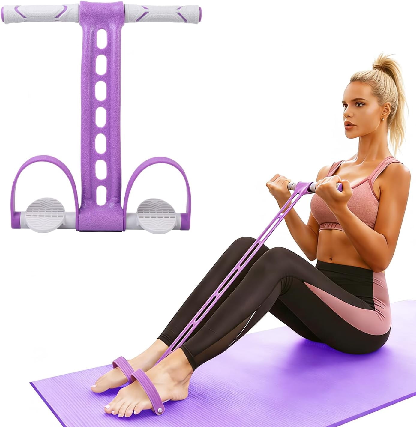 JJEAN-Pedal Resistance Bands with Handles Exercise Bands Multifunction Tension Rope Fitness for Working Out Arm Abs Legs Stretch Bands