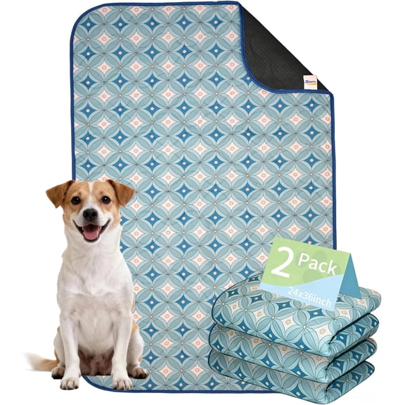 JJEAN-Pee Pads for Dogs,Waterproof Dog Training Pads,Playpen Mat,Non-Slip Potty Pads,Super Absorbent Whelping Pads,Puppy Pad with Rounded Corn,Potty Pads,Washable Pet Pads (24x36(2 Pack))