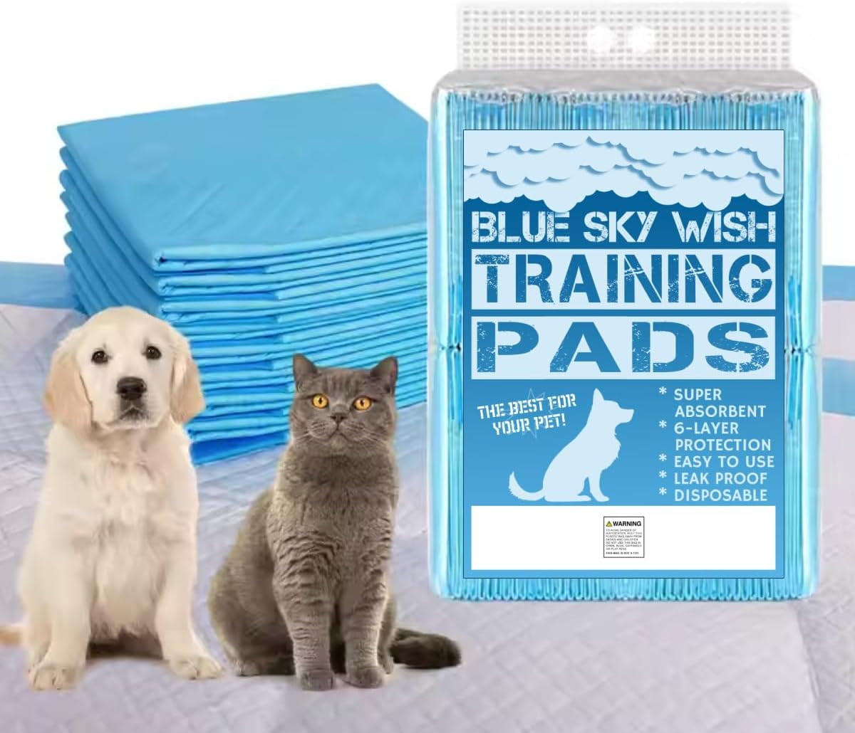 JJEAN-Pet Training Pads, 50 Count Size Large 24" x 24" Puppy Pads, Absorbent Disposable Pee Pads for Dogs and Puppies (Large 24x24 inch Pads)
