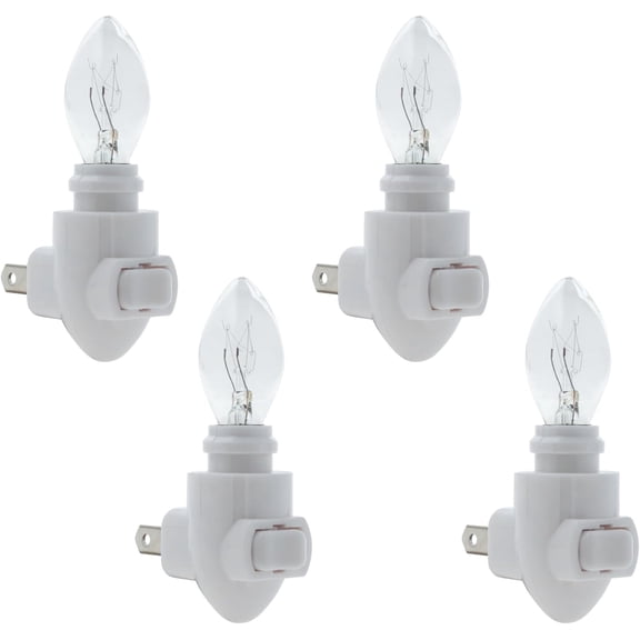JJEAN-Plug in Night Light Module Includes 4 Watt Bulb, White Plastic, Great for Making Your Own DIY Decorative Night Lights, Pack of 4