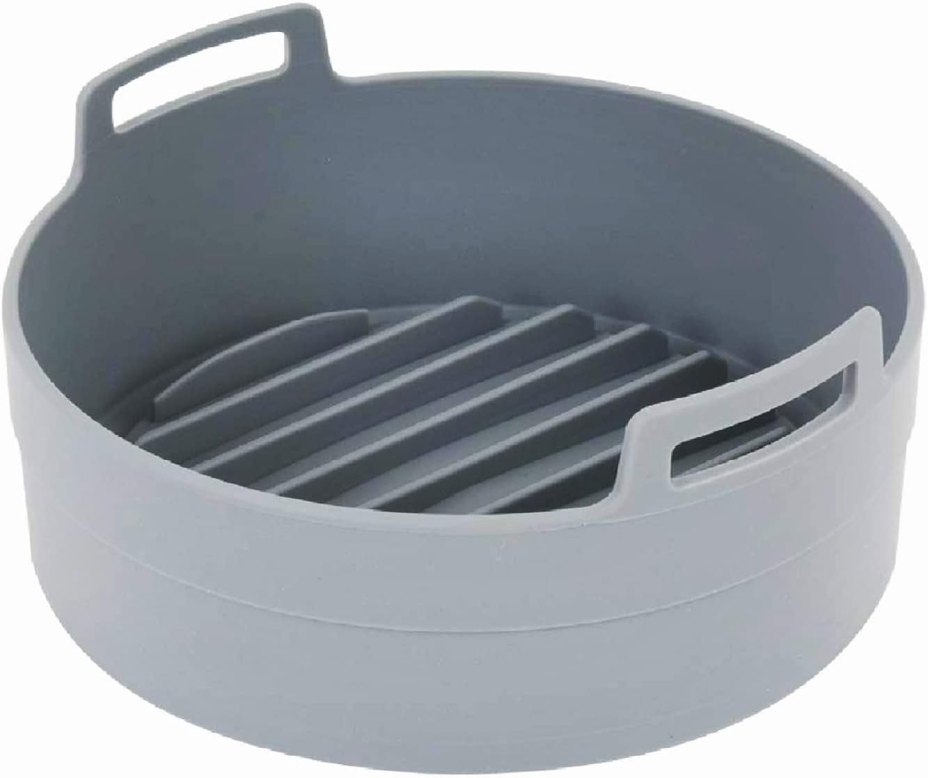 JJEAN-Premium Air Fryer Silicone Pot, Bowl, Basket | Food Safe Air Fryers Oven Accessories | Easy to Clean | Replacement of Parchment Liners | 6.3 inches in diameter, Gray