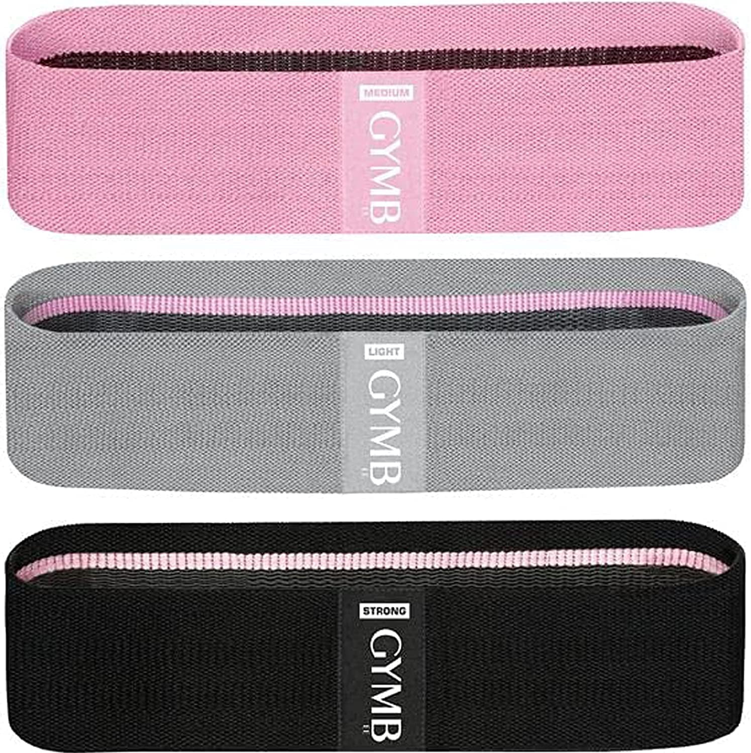 JJEAN-Premium Resistance Bands for Working Out - Exercise Bands to Workout Glutes, Thighs & Legs - No Slip Cloth Booty Bands for Gym & Home Fitness, Yoga, Strength & Pilates for Men/Women - 3 Levels