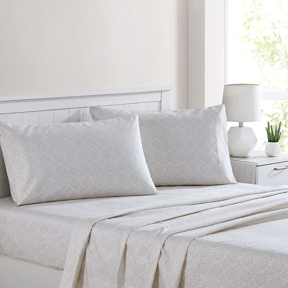 JJEAN-Printed 4-Piece Extra Soft Bedding Sheets & Pillowcase Set, Deep Pocket up to 16 inch Mattress Abella Full