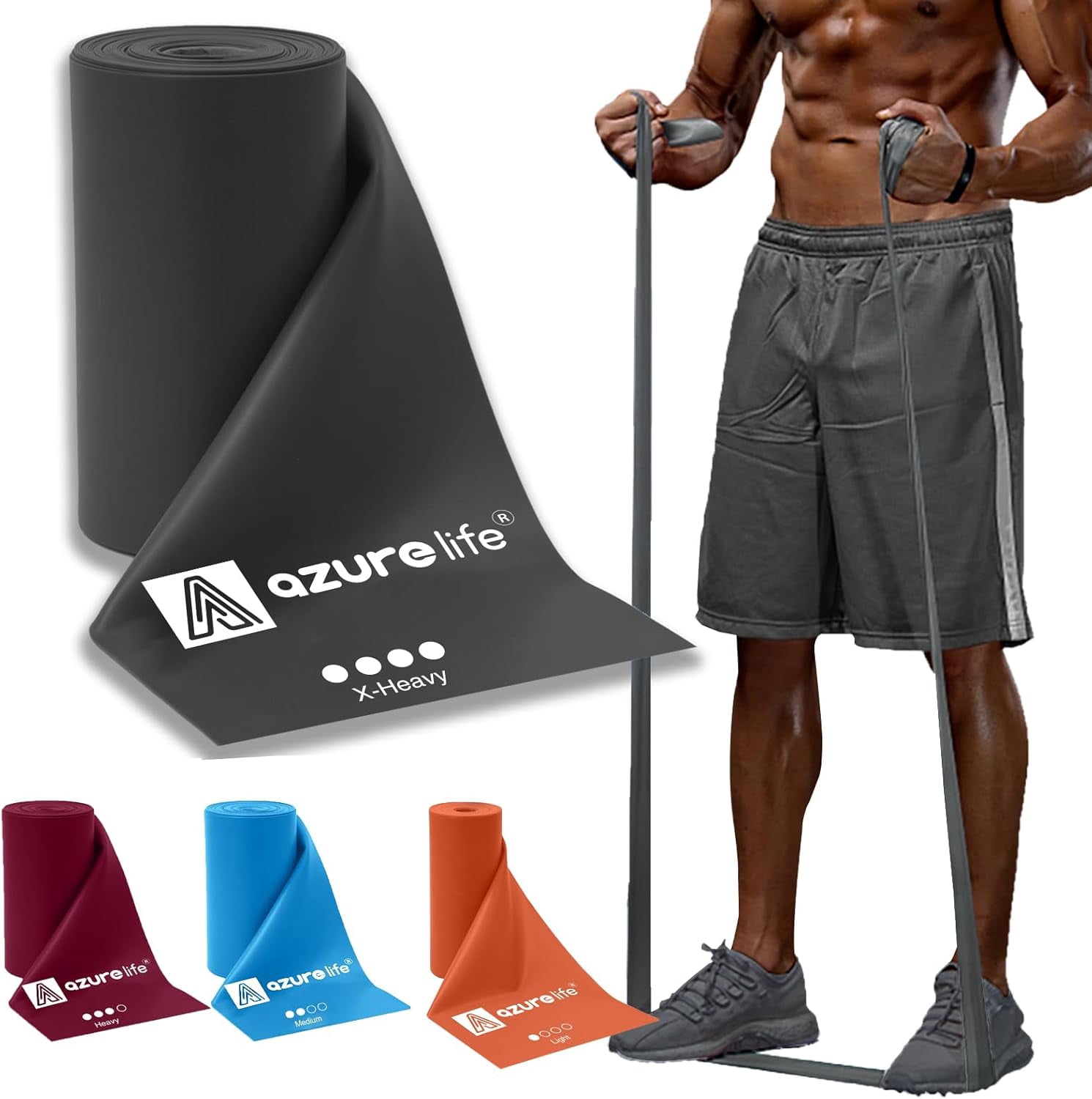 JJEAN-Professional 8 Yards Bulk Resistance Bands Rolls or 5,6,7 ft. Long Non-Latex Elastic Exercise Bands, Stretch Bands for PT, Yoga, Pilates, Rehab, at-Home or The Gym Workouts