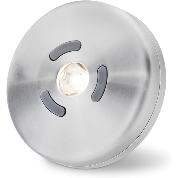 JJEAN-Puck Light with Aluminium Shell, Battery Powered Magnetic Push Lights, Dimmable LED Under Cabinet Lighting, Stick on Tap Light for Cupboard Pantry Closet Kitchen