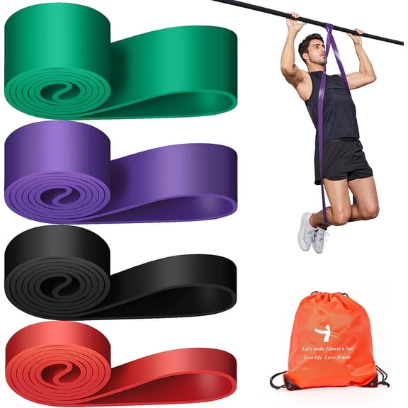 JJEAN-Pull Up Assistance Bands Set 5 LBS - 230 LBS, Long Resistance Bands for Pull Ups Working Out, Gym Workout Bands for Men Exercise Muscle Training and Shape Body - Carry Bag Included