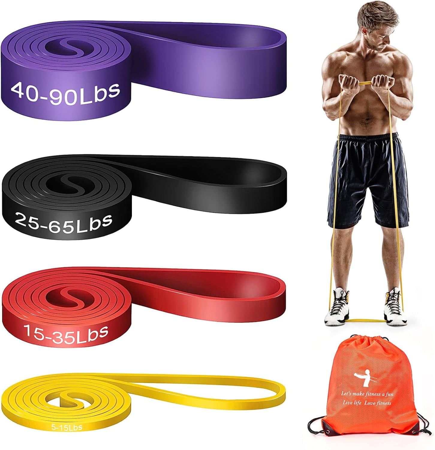 JJEAN-Pull Up Bands, Resistance Band, Pull Up Assistance Band, Long Exercise Workout Resistance Bands Set for Working Out, Fitness, Training, Physical Therapy for Men Women