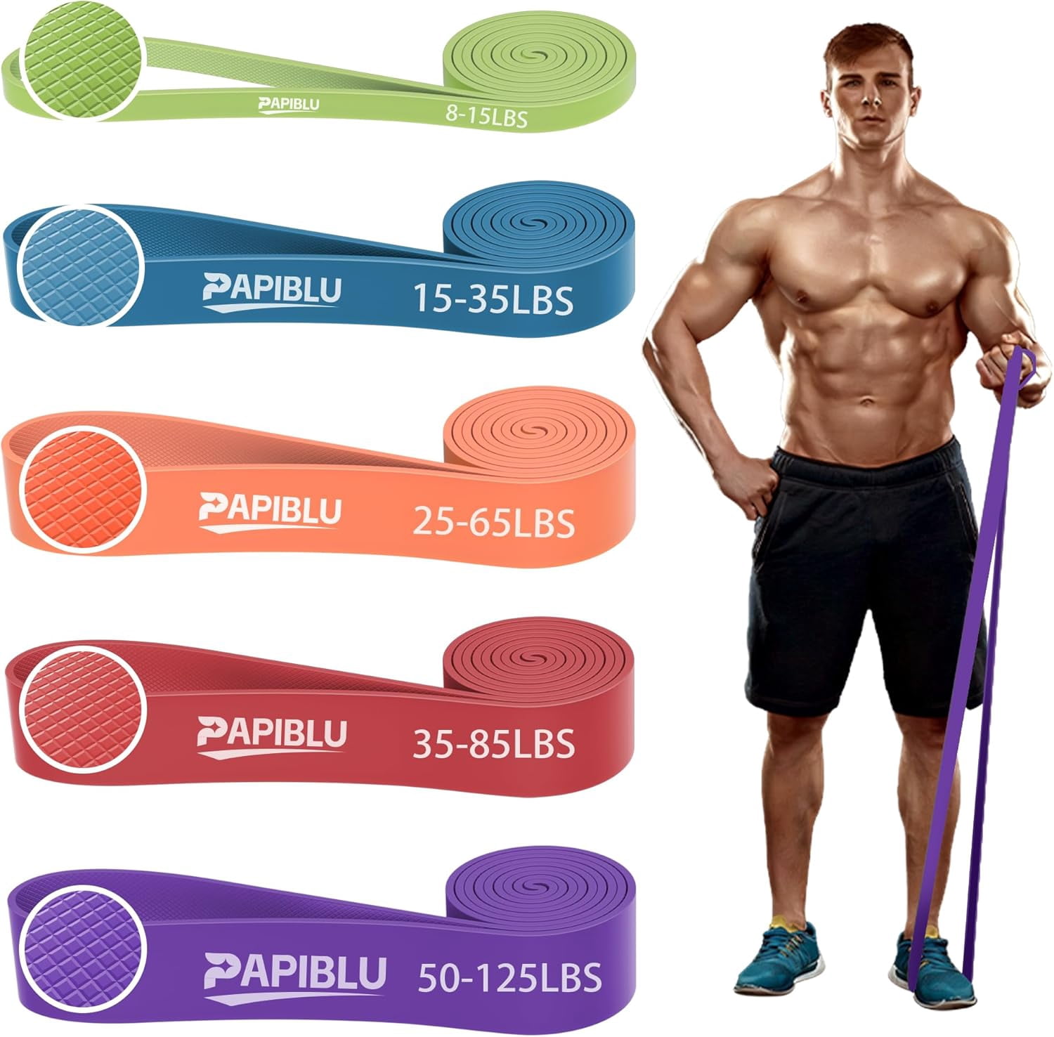 JJEAN-Pull Up Bands, Resistance Bands Set for Pull-Up Assistance, Exercise Bands with Door Anchor & Grip Pads for Men & Women Working Out, Physical Therapy, Muscle Training