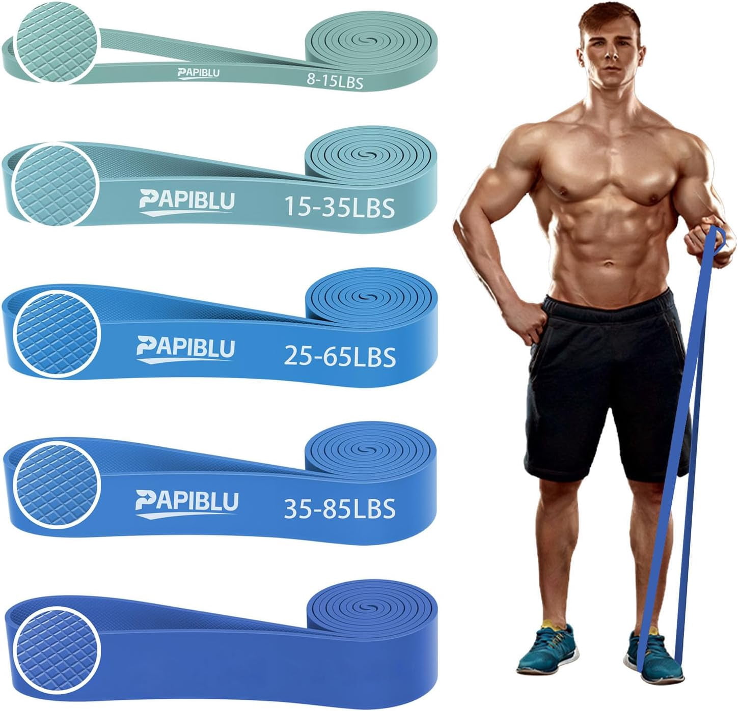JJEAN-Pull Up Bands, Resistance Bands Set for Pull-Up Assistance, Exercise Bands with Door Anchor & Grip Pads for Men & Women Working Out, Physical Therapy, Muscle Training