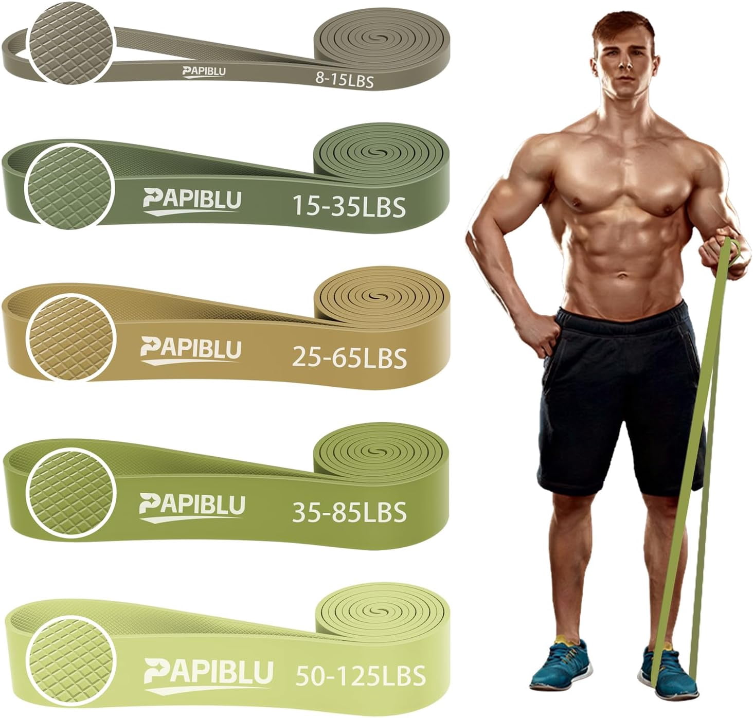 JJEAN-Pull Up Bands, Resistance Bands Set for Pull-Up Assistance, Exercise Bands with Door Anchor & Grip Pads for Men & Women Working Out, Physical Therapy, Muscle Training