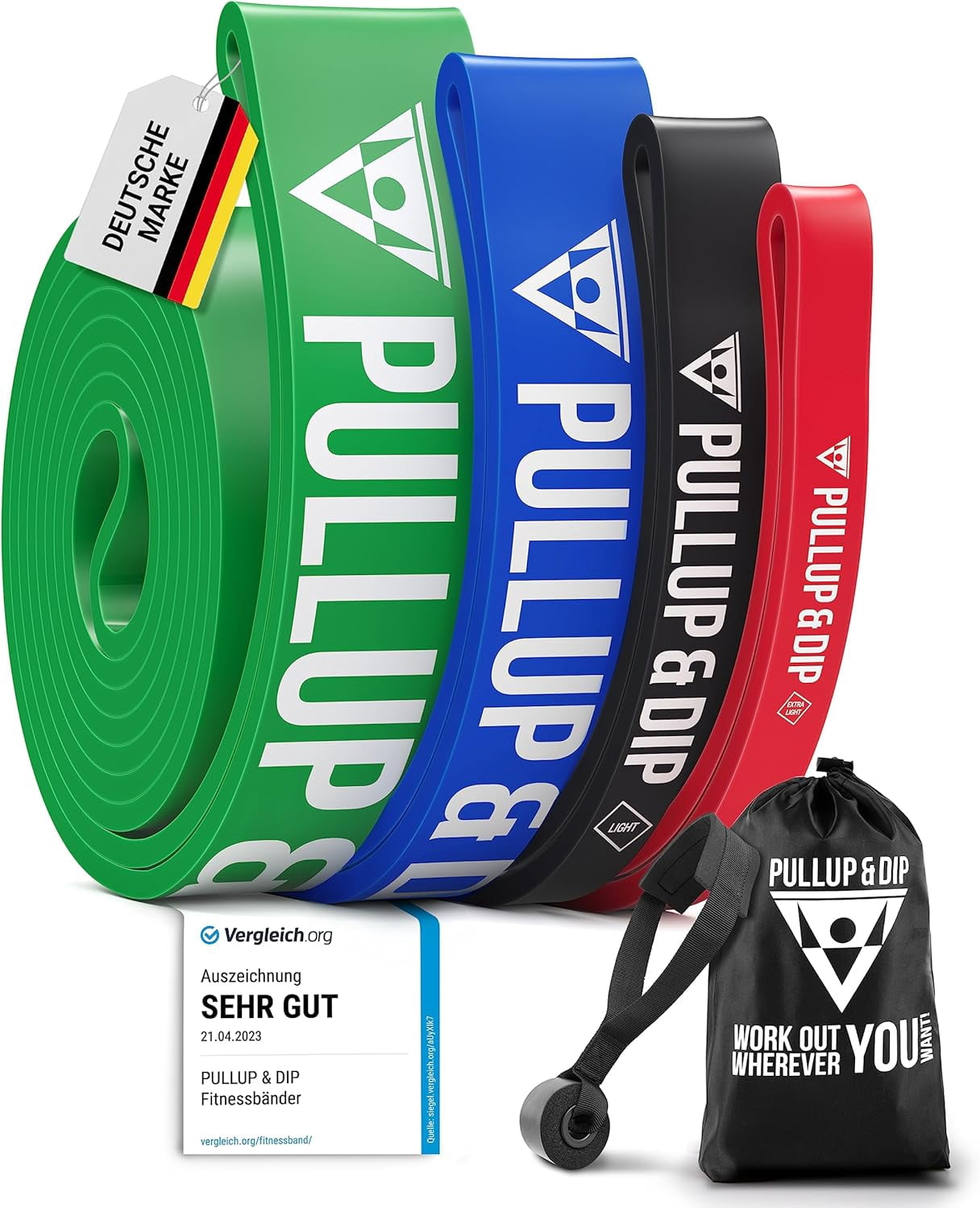JJEAN-Pullup & DIP Fitness Bands, Resistance Bands with Bag, Door Anchor (with Sets) and Exercise Guide - Single & in Value Set, Pull-Up Band Fitness Band for Calisthenics