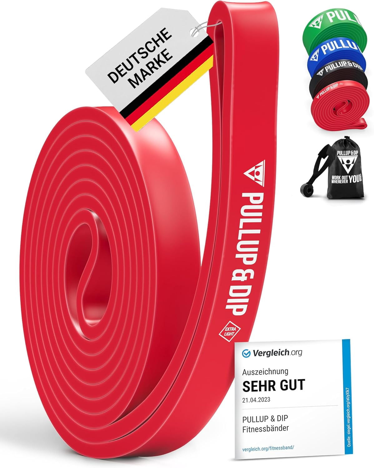 JJEAN-Pullup & DIP Fitness Bands, Resistance Bands with Bag, Door Anchor (with Sets) and Exercise Guide - Single & in Value Set, Pull-Up Band Fitness Band for Calisthenics