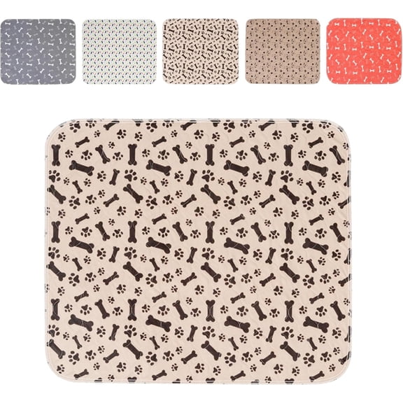 JJEAN-Puppy Pads with Pheromones,Forever Pad,Washable Pee Pads for Dogs,Reusable Pee Pads for Dogs,Waterproof and Leak-Proof,Non-Slip Base Training Pads Suitable for Home and Dog Crates(Brown Bones,M