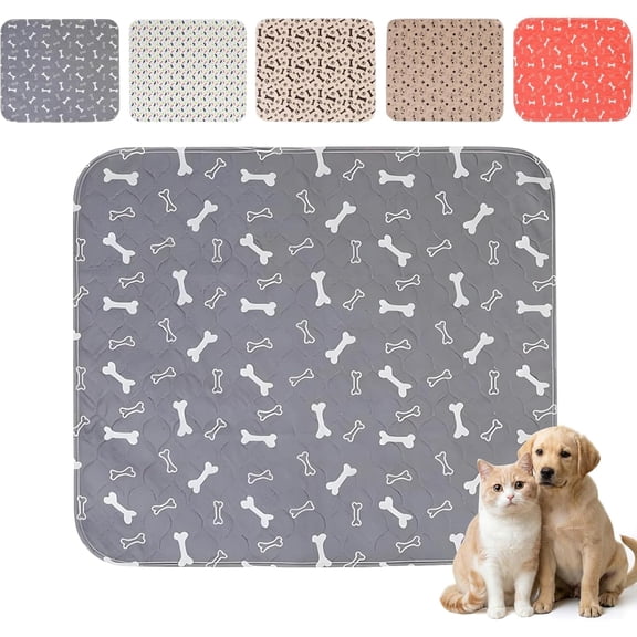 JJEAN-Puppy Pads with Pheromones,Washable Pee Pads for Dogs,Reusable Pee Pads for Dogs,Waterproof and Leak-Proof,Non-Slip Base Training Pads Suitable for Home,Travel and Dog Crates(Gray,M)