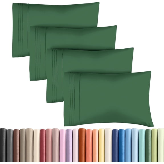JJEAN-Queen Pillow Cases Set of 4 - Ultra Soft Hotel Quality Pillowcase Covers - Comfy, Cozy & Wrinkle Free - Shrinkage and Fade Resistant - Machine Washable Pillow Protectors - 4 Piece Set - Emerald