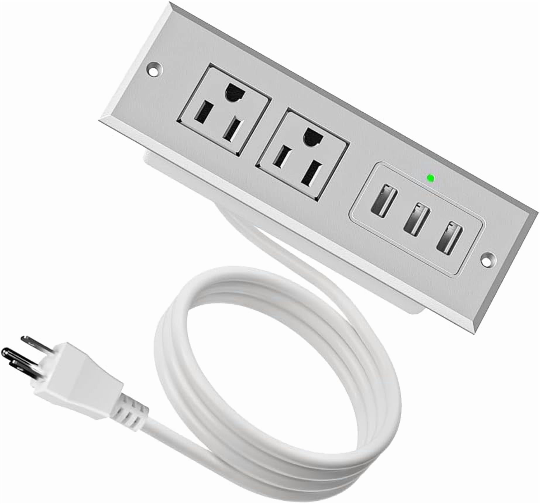 JJEAN-Recessed Power Strip Mount Hidden Charging Station with USB Plug ...