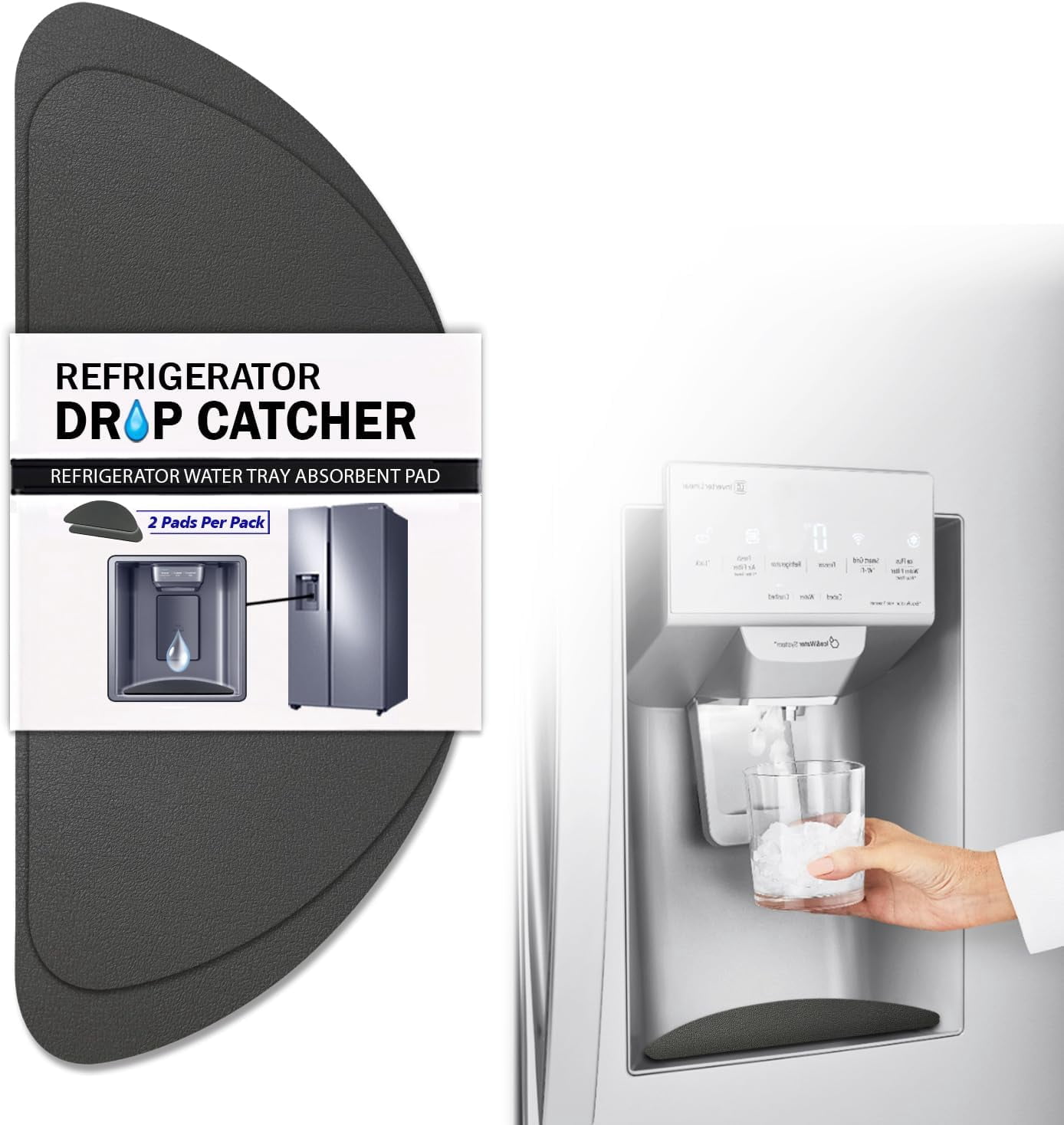 JJEAN-Refrigerator Drip Catcher for Water Tray, Absorbent Pad for Refrigerator Drip Tray, Protects Water Spills, No More Water Stains (Semi-Circular)