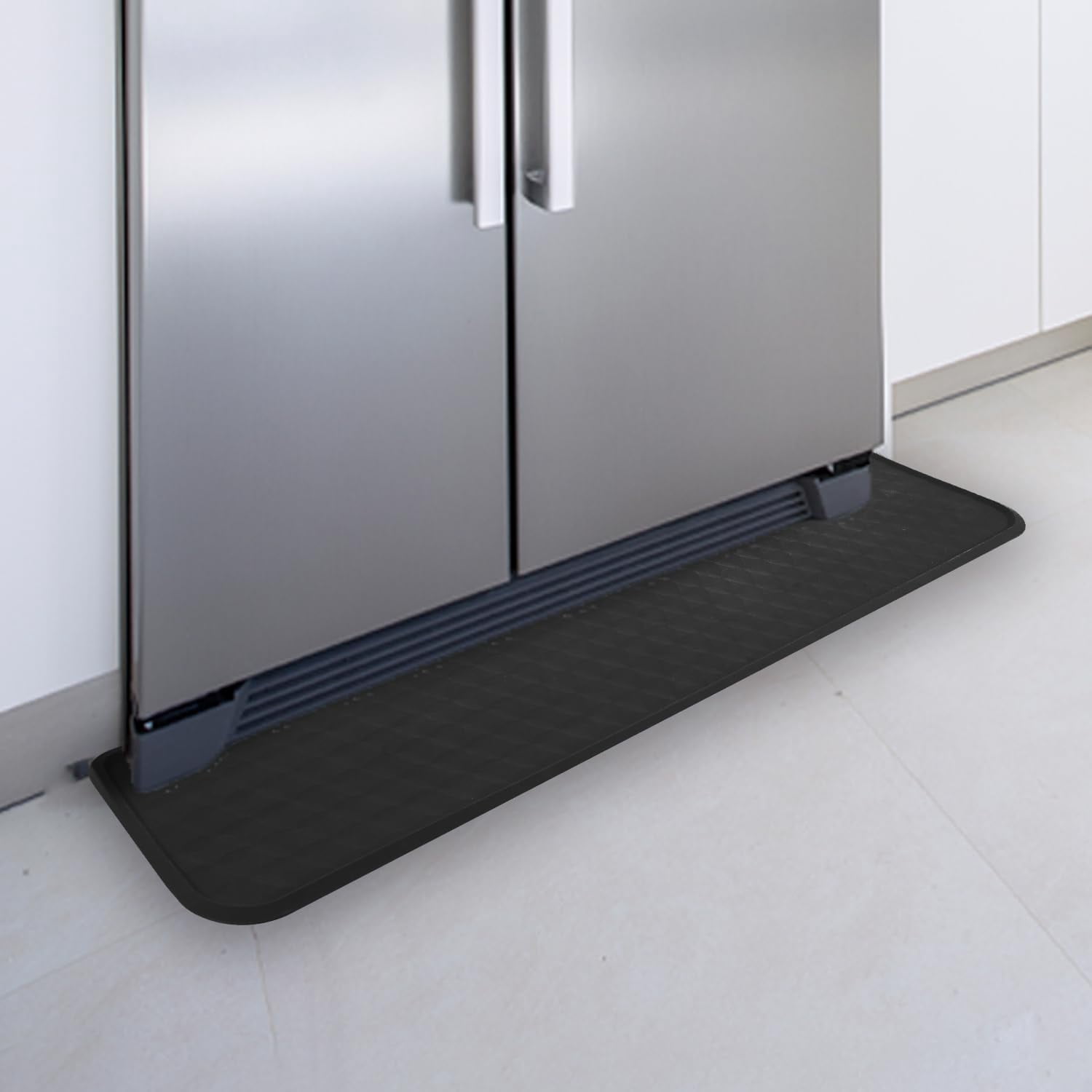 JJEAN-Refrigerator Mat, Washing Machine Spill Liner, Drip Tray and Leak Catcher Mat, Fridge Mat Prevent Water Leakage and Floor Damage from Elecrical Equipment Heavy Duty 37.5'' x 8.5'' Black