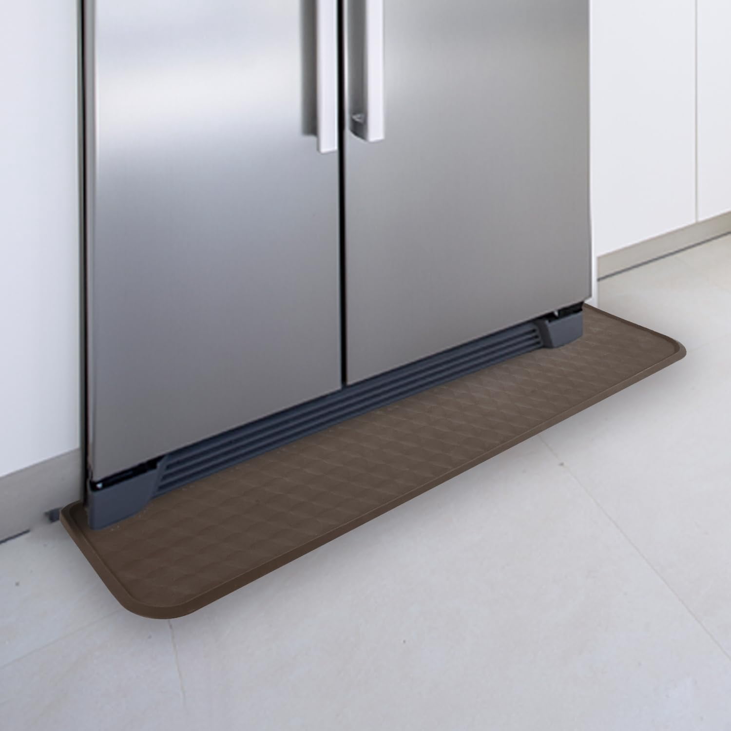 JJEAN-Refrigerator Mat, Washing Machine Spill Liner, Drip Tray and Leak Catcher Mat, Fridge Mat Prevent Water Leakage and Floor Damage from Elecrical Equipment Heavy Duty 37.5'' x 8.5'' Brown