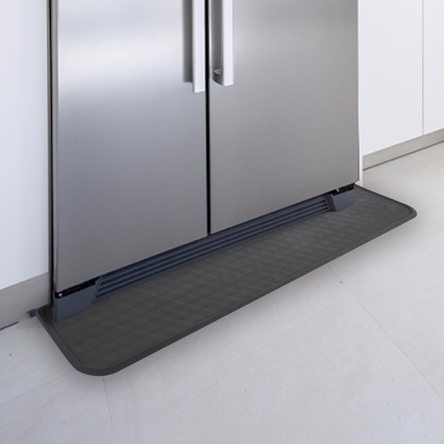 JJEAN-Refrigerator Mat, Washing Machine Spill Liner, Drip Tray and Leak Catcher Mat, Fridge Mat Prevent Water Leakage and Floor Damage from Elecrical Equipment Heavy Duty 37.5'' x 8.5'' Grey