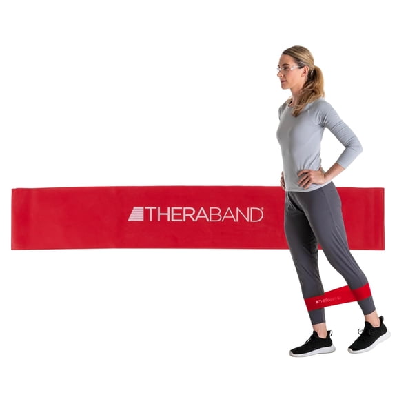 JJEAN-Resistance Band Loops, 18" Red, Medium Resistance, Latex Color-Coded 3" Wide Exercise Band Loop for Home Workouts, Pilates, Strength Training, Physical Therapy, for Women and Men
