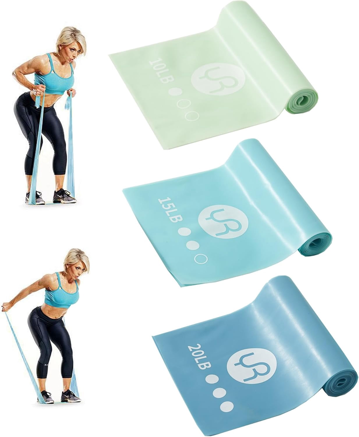 JJEAN-Resistance Bands, 6.5ft Long Non-Latex Elastic Stretch Bands, Exercise Bands for Physical Therapy, Yoga, Pilates, Rehab, Home Gym Workouts, Strength Training