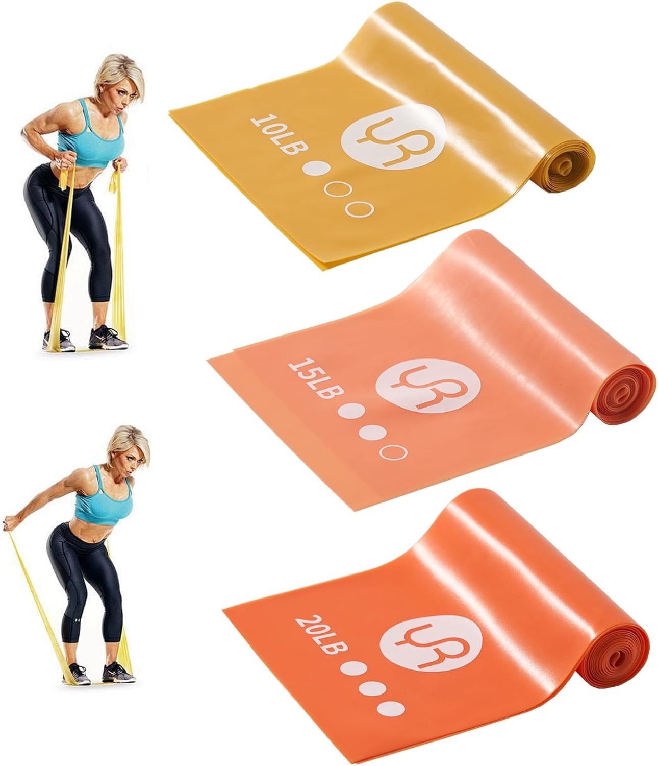 JJEAN-Resistance Bands, 6.5ft Long Non-Latex Elastic Stretch Bands, Exercise Bands for Physical Therapy, Yoga, Pilates, Rehab, Home Gym Workouts, Strength Training