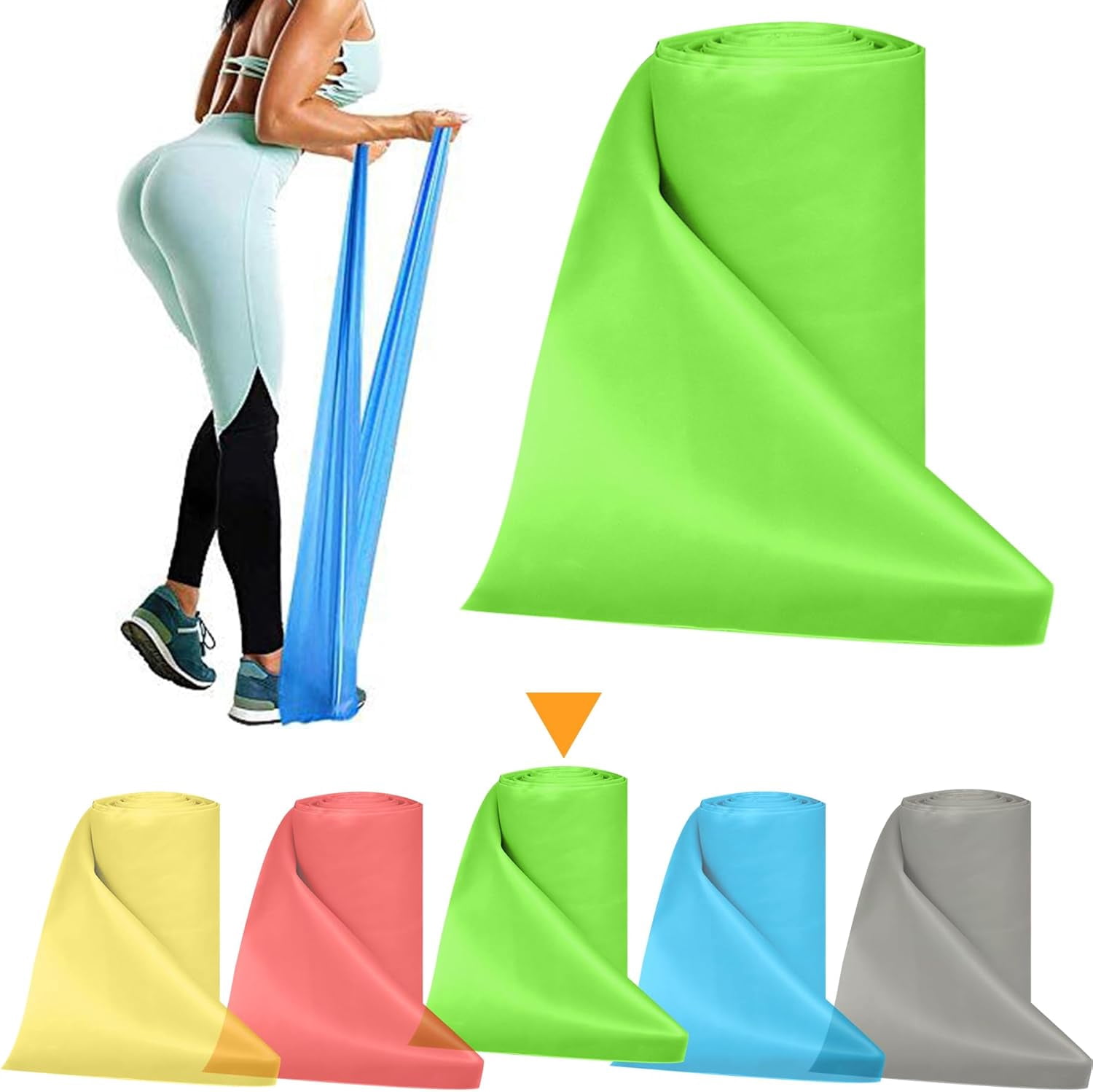 JJEAN-Resistance Bands Bulk Rolls for Working Out Women and Men, 8 Yard Physical Therapy Bands, Elastic and Exercise Bands for Rehab, Yoga, Pilates, Gym, Home Exercise