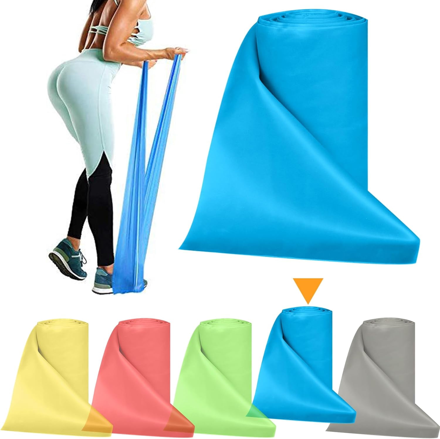 JJEAN-Resistance Bands Bulk Rolls for Working Out Women and Men, 8 Yard Physical Therapy Bands, Elastic and Exercise Bands for Rehab, Yoga, Pilates, Gym, Home Exercise