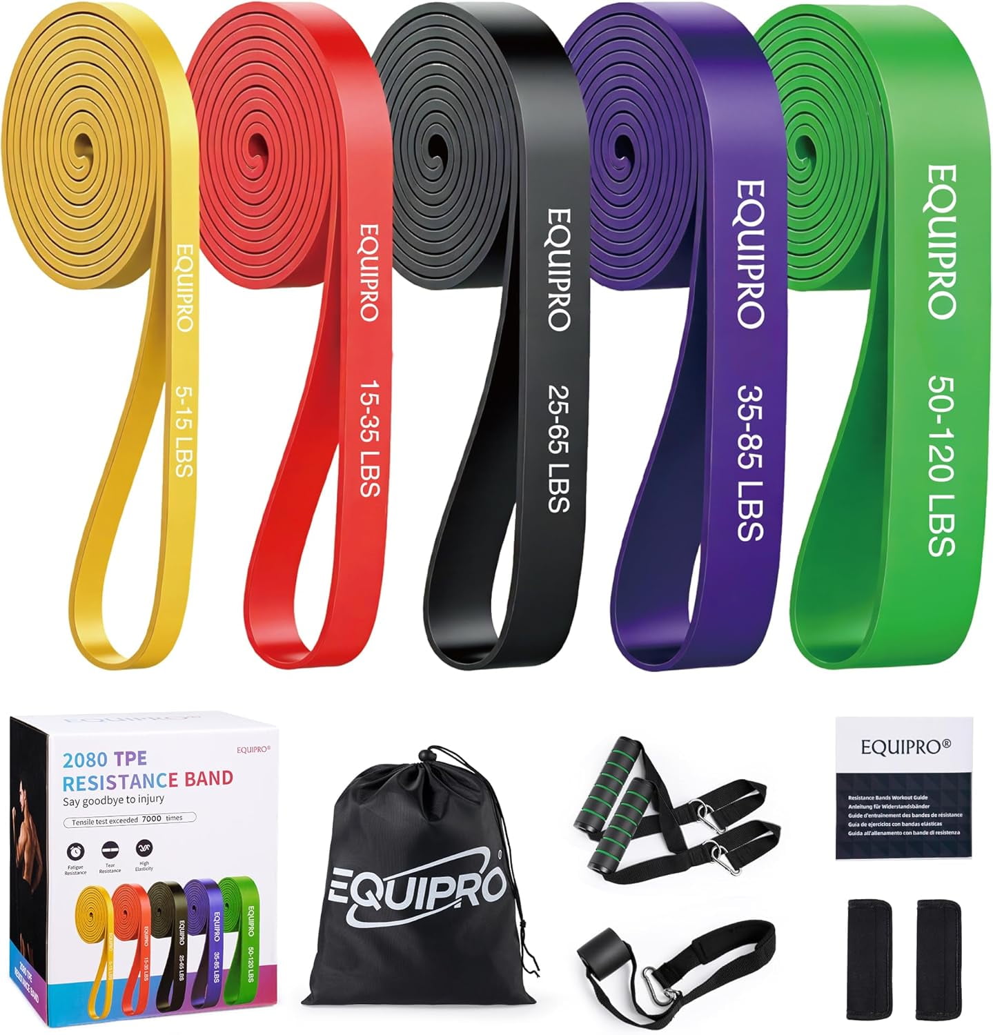 JJEAN-Resistance Bands, Exercise Bands, Resistance Bands for Working Out with Handles and Door Anchor, Workout Bands for Men Women with Protective Sleeve for Fitness Weights Work Out at Home