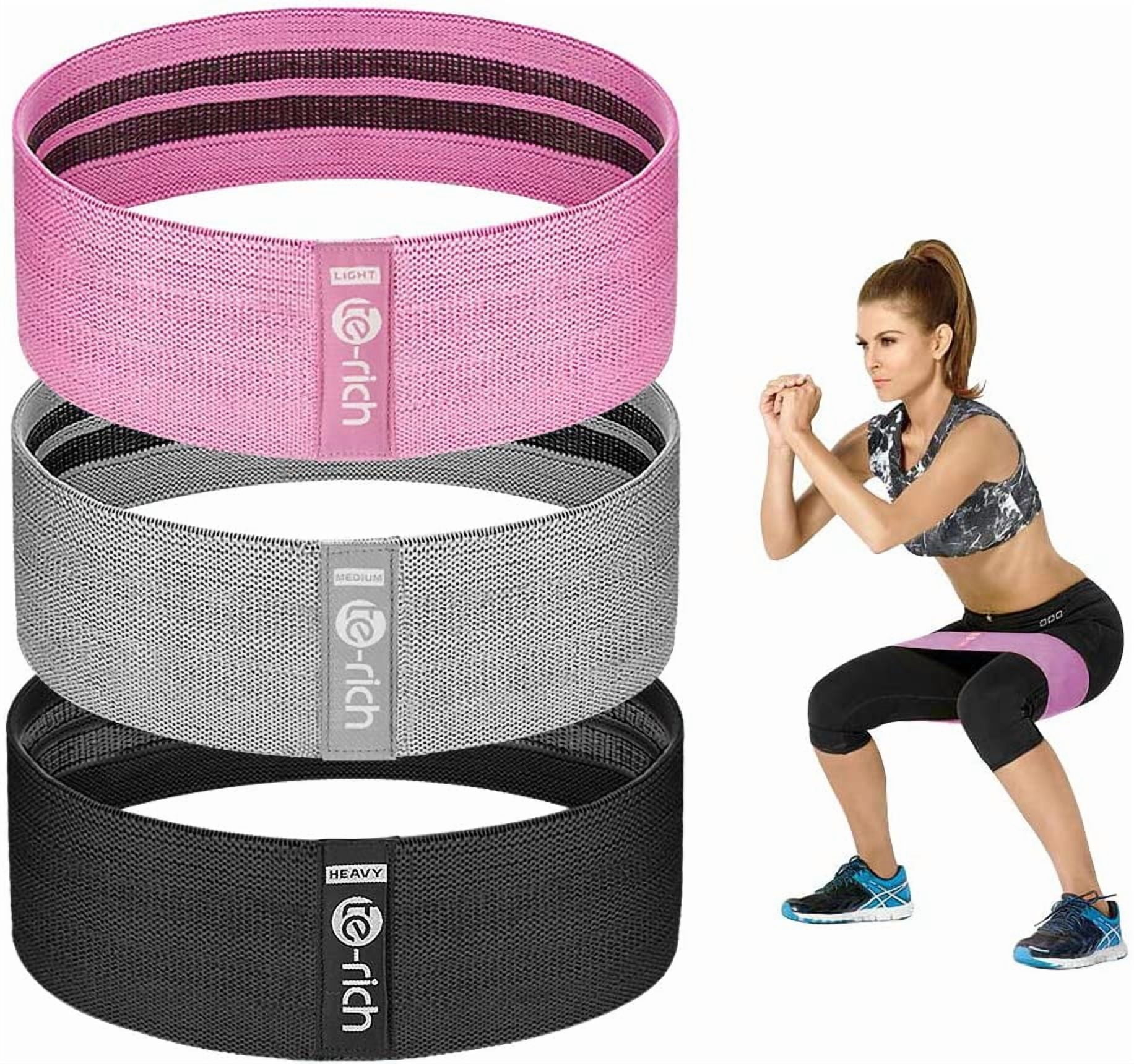 JJEAN-Resistance Bands, Fabric Workout Bands for Women & Men, Cloth Booty Resistance Loop Bands, Thick Squat Bands for Butt/Legs/Thigh/Hip/Glute Excersing