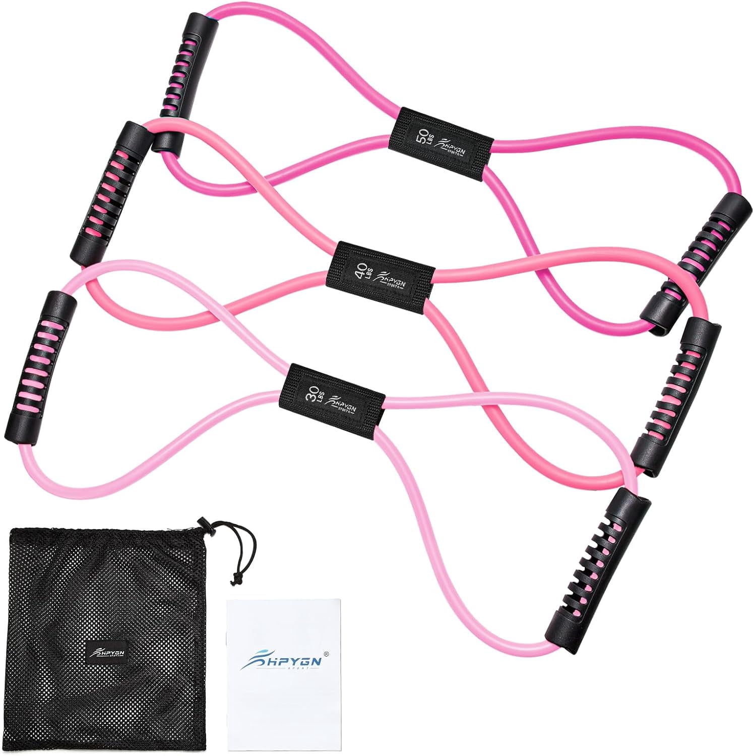 JJEAN-Resistance Bands, Figure 8 Exercise Bands for Women Men, 8 Shaped Resistance Bands for Arms, Chest Expander, Yoga Gym Fitness Pulling Rope 8 Word Elastic for Exercise Muscle Training Tubing
