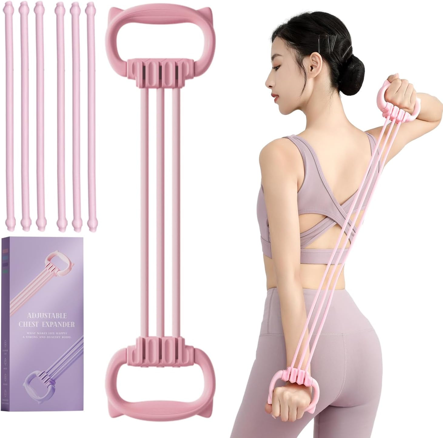 JJEAN-Resistance Bands with Handles, Single Resistance Bands, Exercise Bands with Comfortable Handles, Resistance Training, Physical Therapy, Home Workouts, Fitness, Pilates