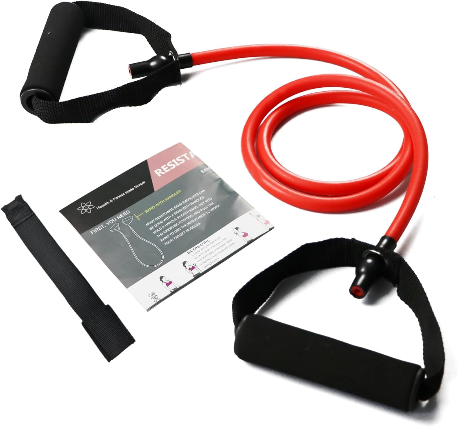 JJEAN-Resistance Bands with Handles, Single Resistance Bands, Exercise Bands with Handles, for Resistance Training, Physical Therapy, Home Workouts, Fitness, Pilates