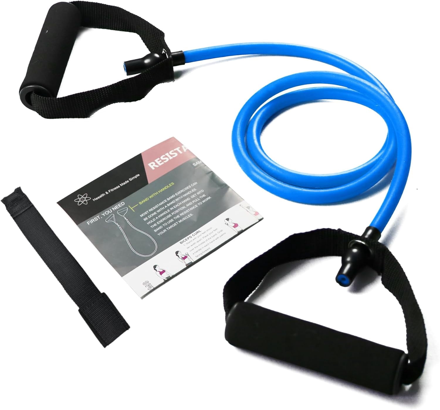 JJEAN-Resistance Bands with Handles, Single Resistance Bands, Exercise Bands with Handles, for Resistance Training, Physical Therapy, Home Workouts, Fitness, Pilates