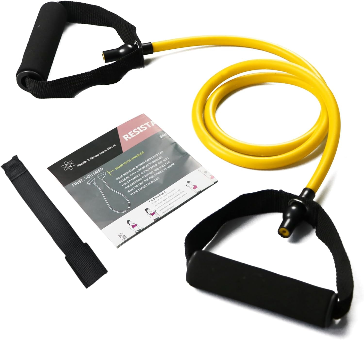 JJEAN-Resistance Bands with Handles, Single Resistance Bands, Exercise Bands with Handles, for Resistance Training, Physical Therapy, Home Workouts, Fitness, Pilates